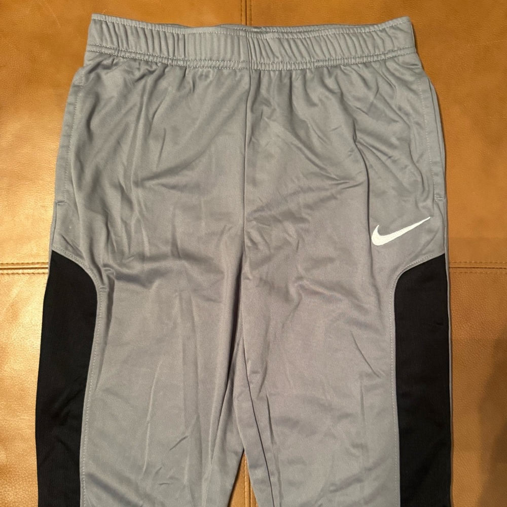 Boys Nike Gray and Black Sweatpants with Elastic Waistband